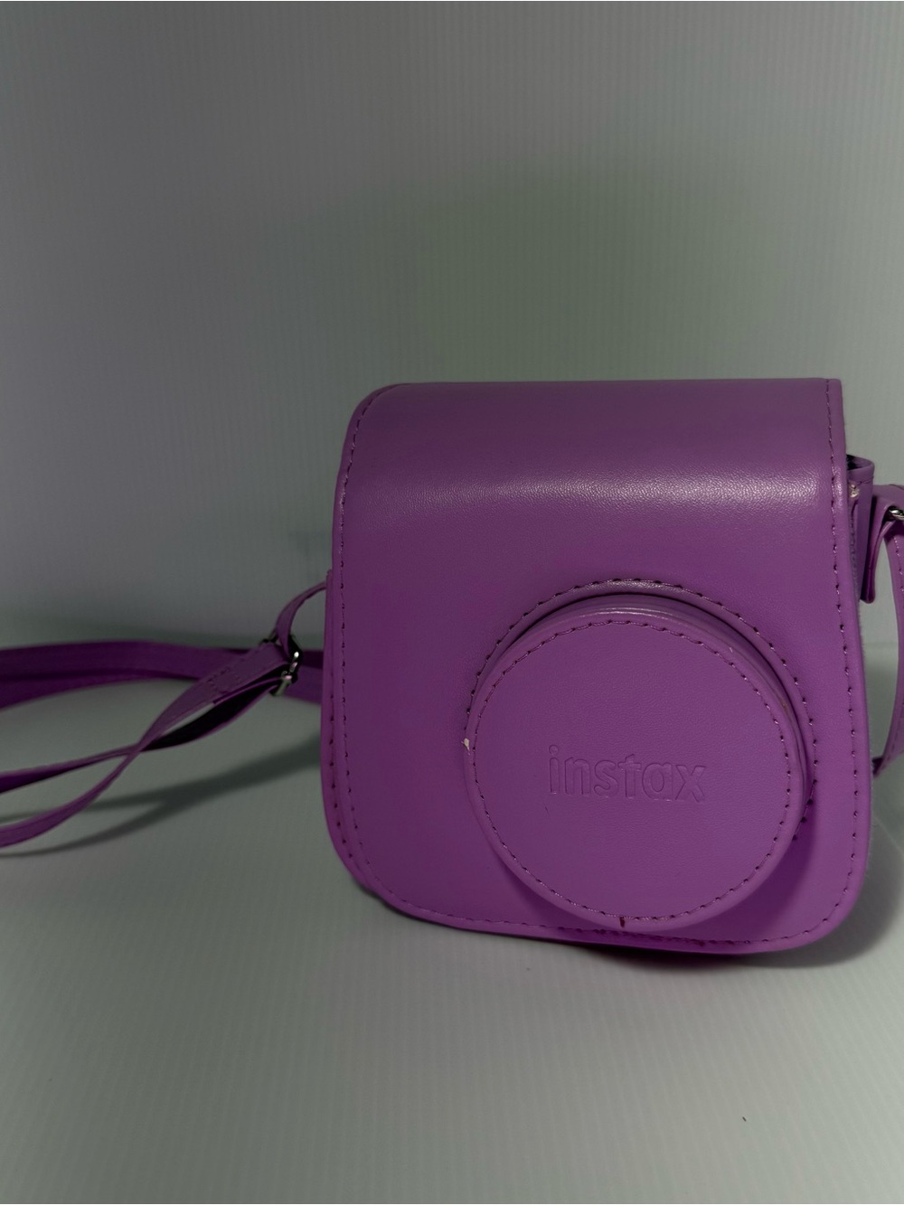 Instax Purple Camera w/Faux Leather Case & Strap